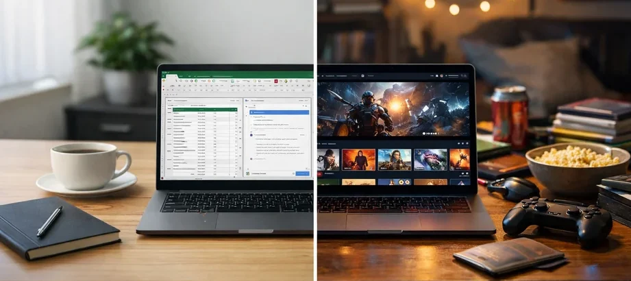 Comparison between business laptops and consumer laptops highlighting durability performance and usage differences
