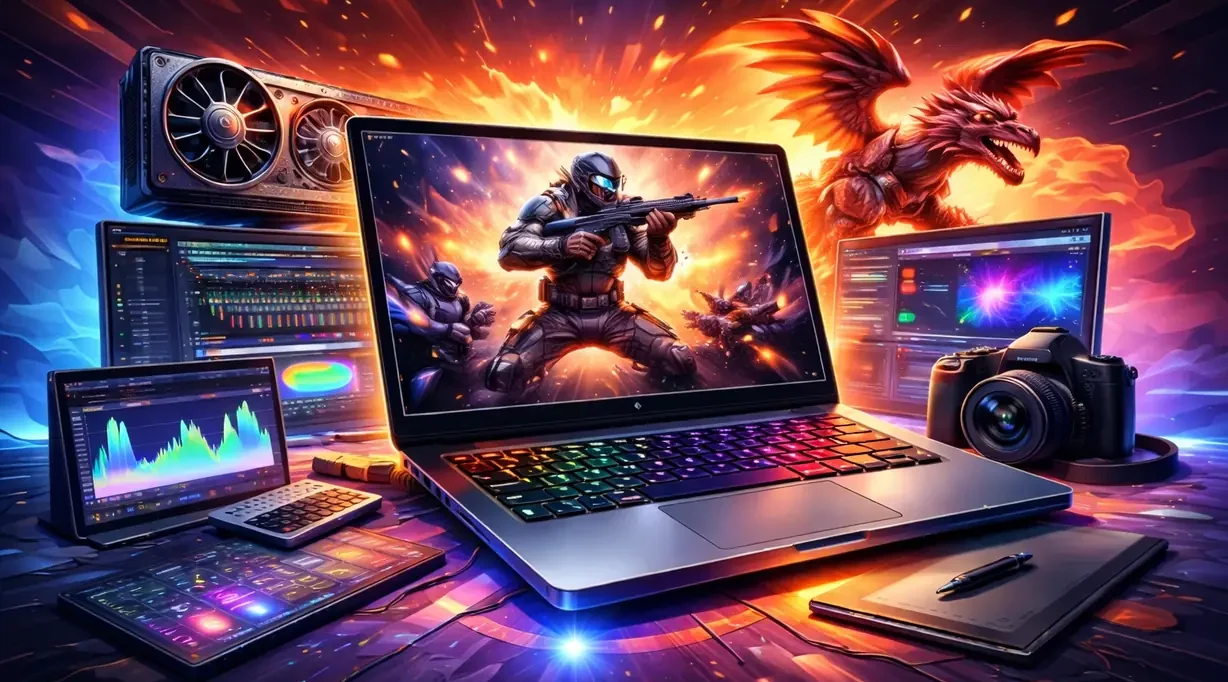 High performance gaming laptop with powerful hardware setup designed for intensive workloads and graphics-heavy tasks