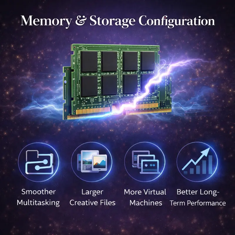 MacBook Pro unified memory RAM illustrating multitasking, virtual machines, and long-term performance benefits
