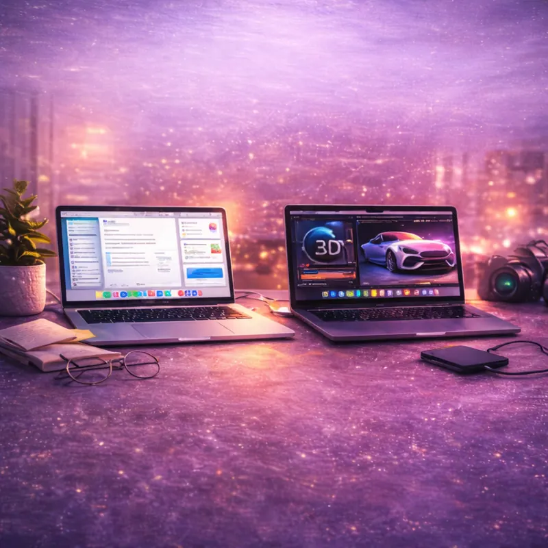 MacBook Air and MacBook Pro side by side on a desk representing choosing the right MacBook for your workflow