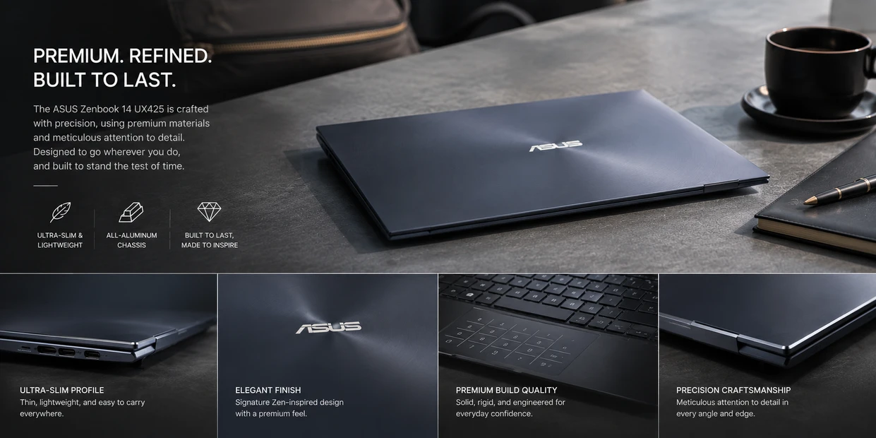 ASUS Zenbook 14 UX425 premium aluminum ultrabook chassis design