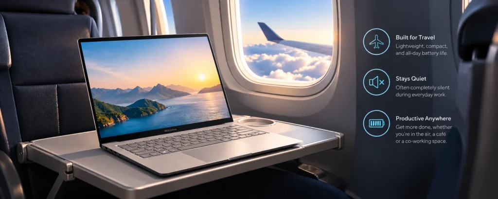 zenbook a14 working on a plane